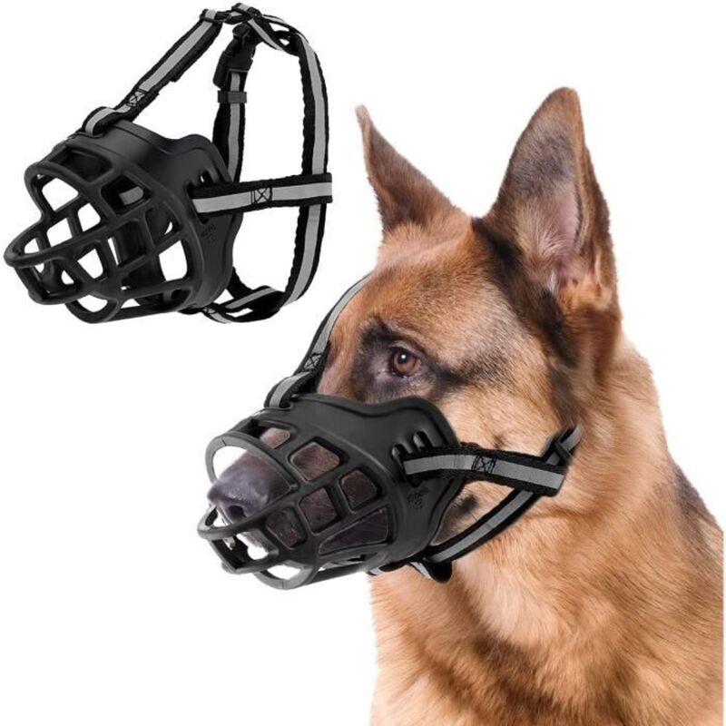 Maulkorb für Hunde, Maulkorb für Hunde mit atmungsaktivem Netzgewebe und strapazierfähigem Nylon-Kopfband, verhindert Bisse besser