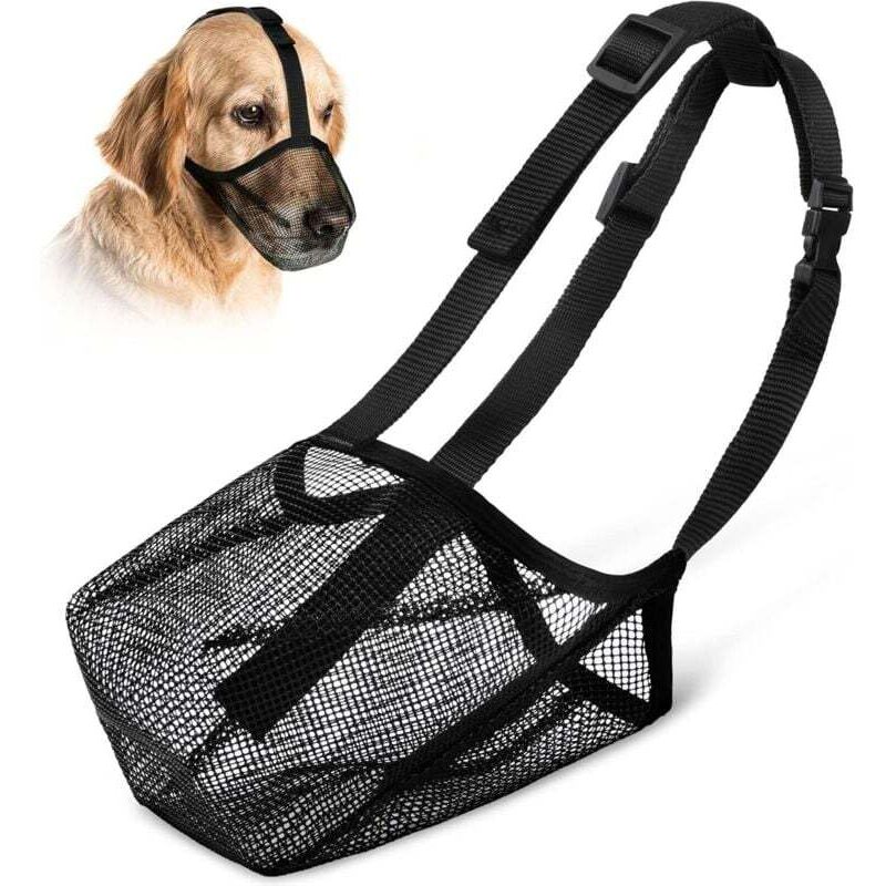 Maulkorb für Hunde, mit verstellbaren Riemen, mit weichem PVC-Netzgewebe überzogen, sicher und atmungsaktiv, verhindert Bellen, Verschlucken von