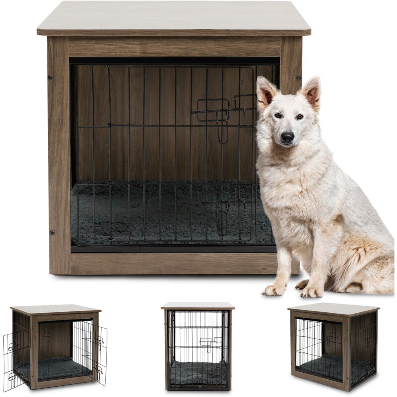 MaxxPet Hundebox aus Holz - 69x51x60 cm - Hundebank - Hundebox für zu Hause - Hundehütte - Hundehaus - Braun
