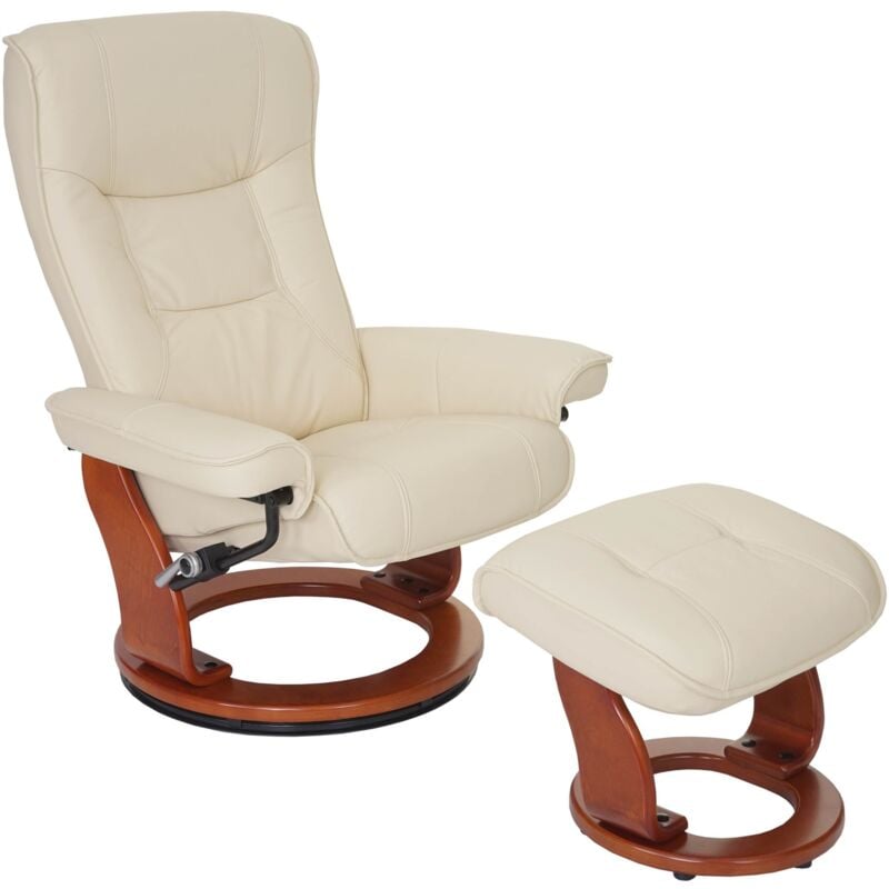 Mca Relaxsessel Halifax, Fernsehsessel Hocker, Echtleder 130kg belastbar creme, honigfarben