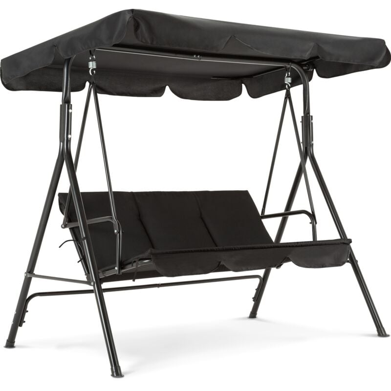 M Mcombo 3-Sitzer Hollywoodschaukel, Gartenschaukel mit Verstellbares Sonnendach, Schaukelbank Outdoor, Gartenliege Wetterfest, 114 x 170 x 155 cm,