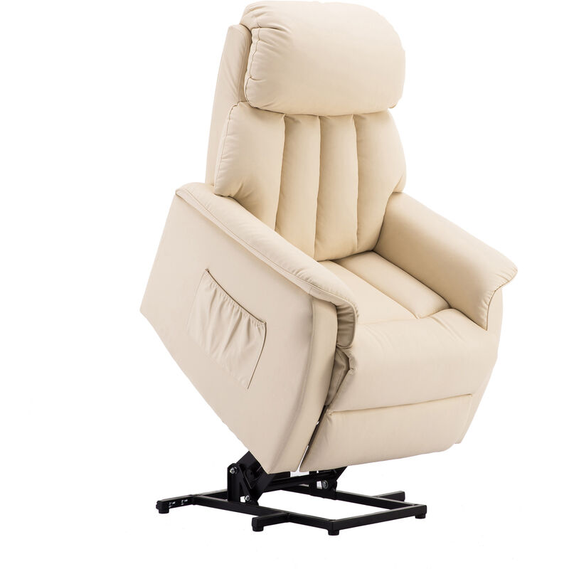 M Mcombo Elektrisch Aufstehhilfe Fernsehsessel Relaxsessel elektrisch verstellbar, Kunstleder, Creme 7299