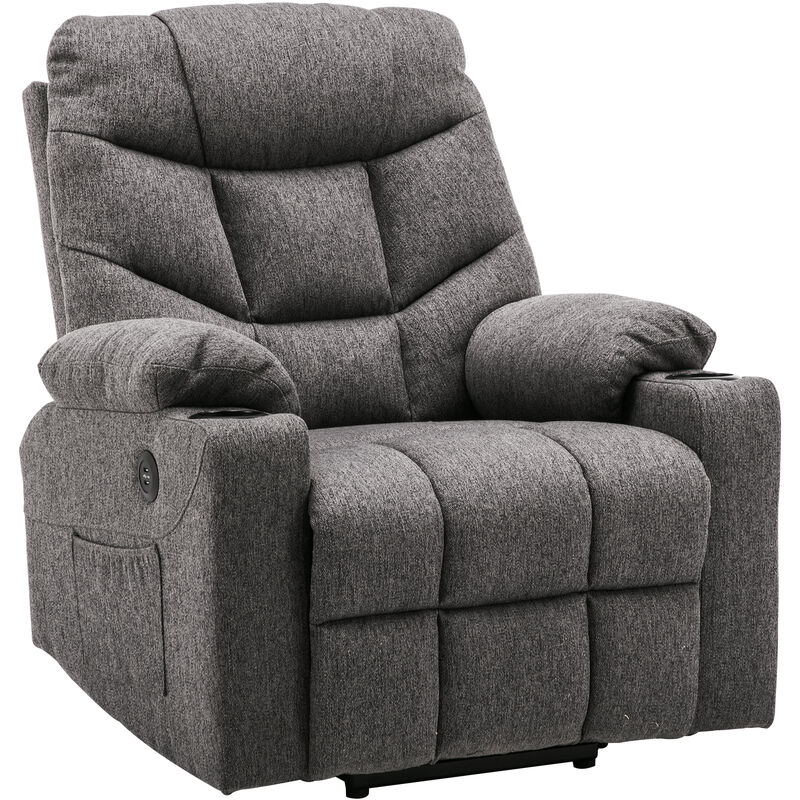 Mcombo - m Elektrischer Aufstehhilfe Fernsehsessel Relaxsessel usb, Stoff Grau, 7286