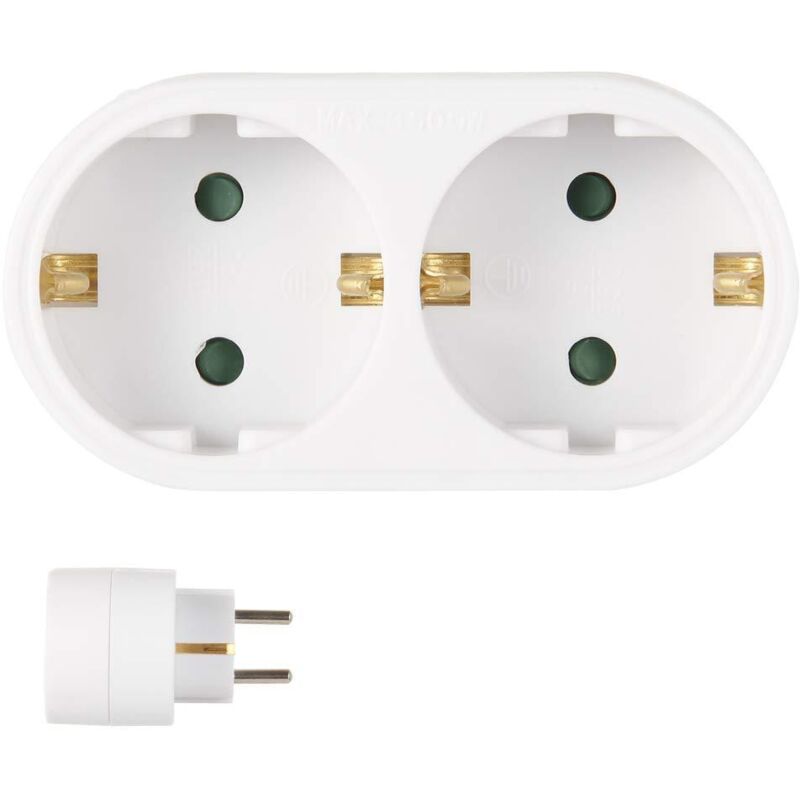 Mehrfachsteckdose, europäischer Stecker mit Erdung, Spannungswandler, Schaltersteckdose, weiß, 500 V, 16 A