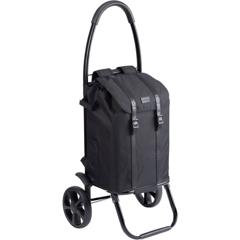 Meister Einkaufstrolley & -rucksack - 45 Liter - Black Edition - Separater Rucksack & Gestell als Sackkarre / Klappbarer Shopper / Einkaufsroller /