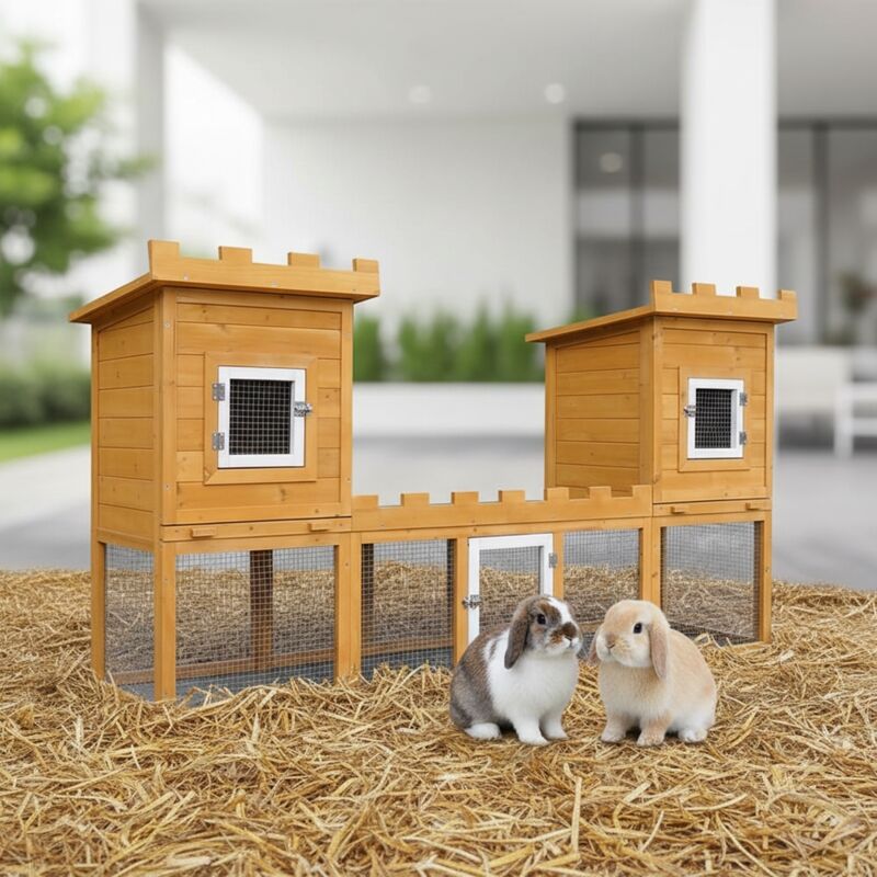 Hasenstall Kleintierstall Freigehege Auslauf Gehege Kleintierhaus Hasenkäfig - Melko