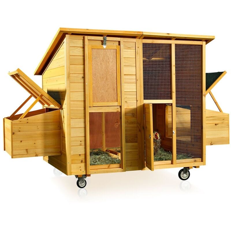 Hühnerstall rollbar Hühnerhaus 214CM Hühnervoliere Hühnerkäfig Kleintierstall - Melko