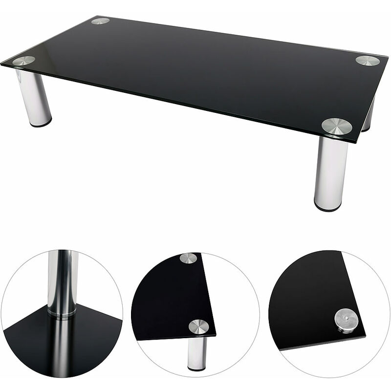 TV-Aufsatz Schwarz Glasaufsatz 100 cm Monitorerhöhung Bildschirmständer Glasaufsatz für tv bis 30kg belastbar - Melko