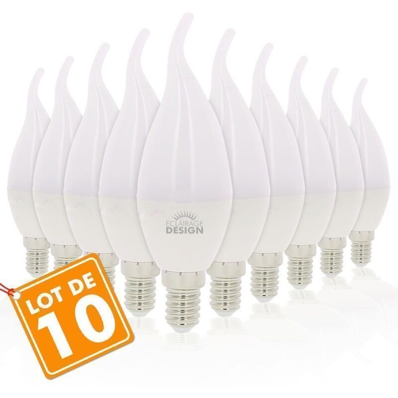 Los mit 10 LED-Lampen E14 Flame 6W Eq 40W Farbtemperatur: Warmweiß 3000K