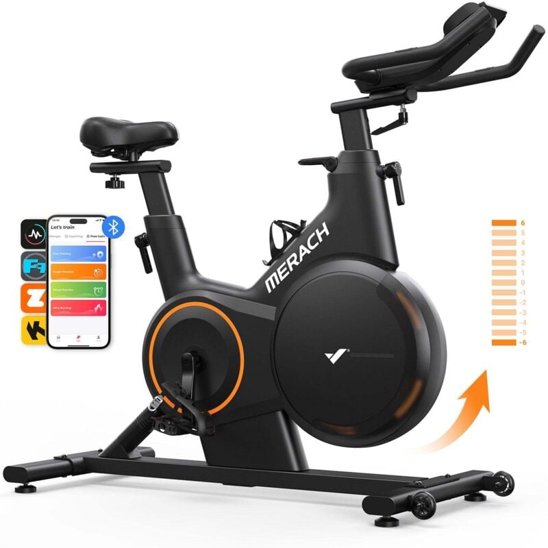 Merach - Heimtrainer Fahrrad, magnetisches Fitnessbike mit app für Zuhause, bis 158kg, leise
