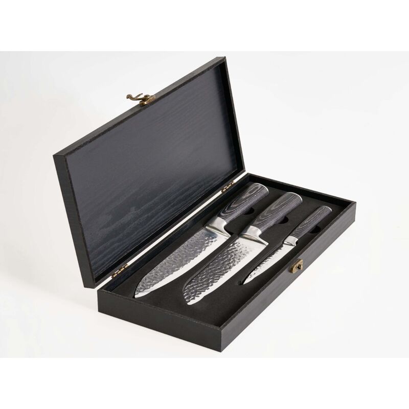 Messer-Set 3-teilig Damaststahl KASHIWA Schwarz