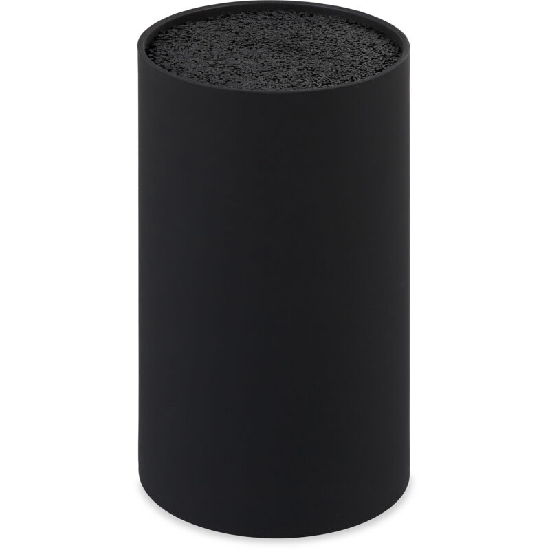 Messerblock unbestückt mit Borsten, ohne Messer, für 8 Messer aller Art, Messerhalter hd 18x11 cm, schwarz - Relaxdays