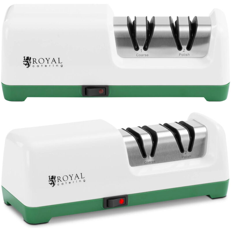 Royal Catering - Elektrischer Diamant-Messerschärfer Profi-Messerschleifer 2 Stufen 20° Weiß