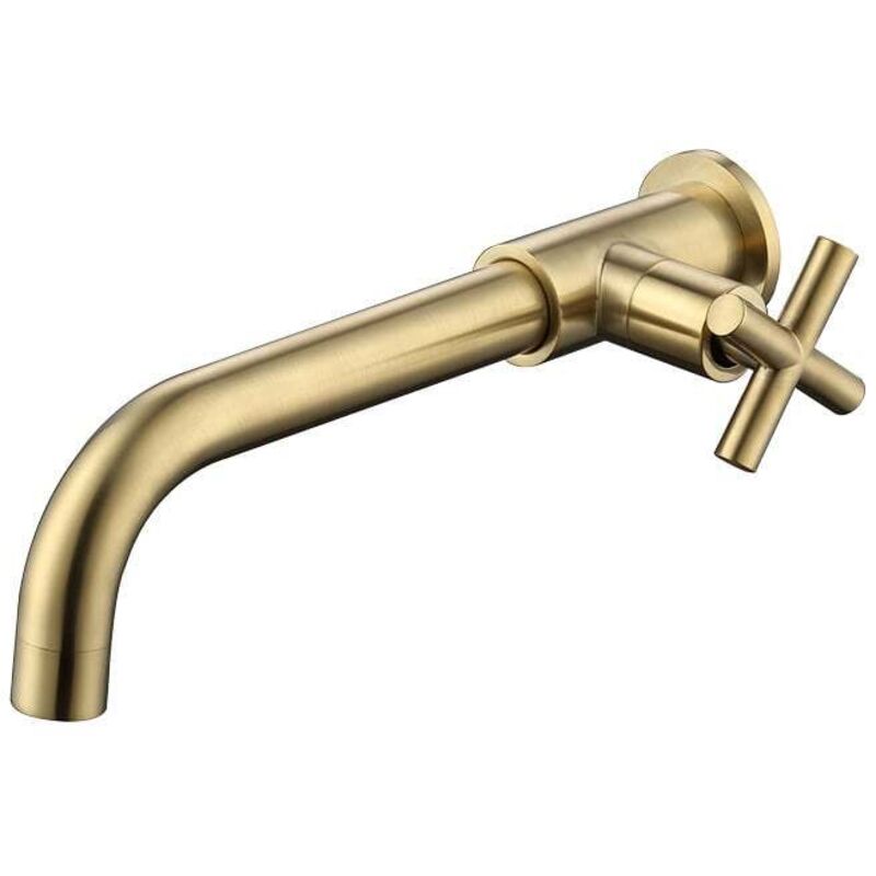 Messing-Waschtischmischer, Kaltwasser-Wasserhahn, Wandhalterung, Kaltwasser-Wandhalterung, 1/2 Zoll Badewannen-Wandanschluss, gebürstetes Gold