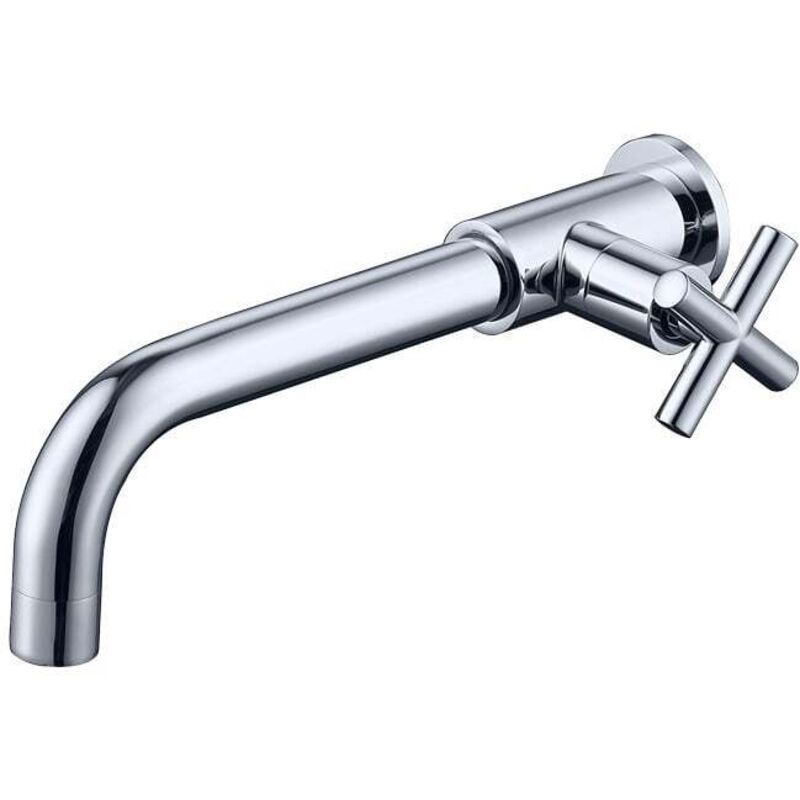 Messing-Waschtischmischer, Kaltwasser-Wasserhahn, Wandhalterung, Kaltwasser-Wandhalterung, 1/2 Zoll Badewannen-Wandanschluss, Silber