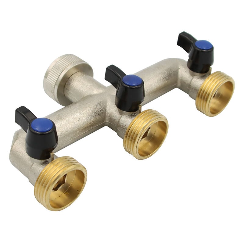 Stabilo-sanitaer - Messing Wasserverteiler 3 fach 1 Zoll Anschlüsse 3 Wege Verteiler Garten