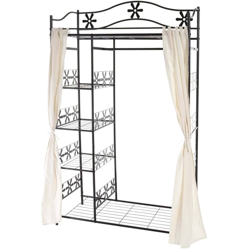 HHG - Metall-Garderobe Bern, Garderobenständer Kleiderschrank Metallregal 172x100x43cm mit Vorhang