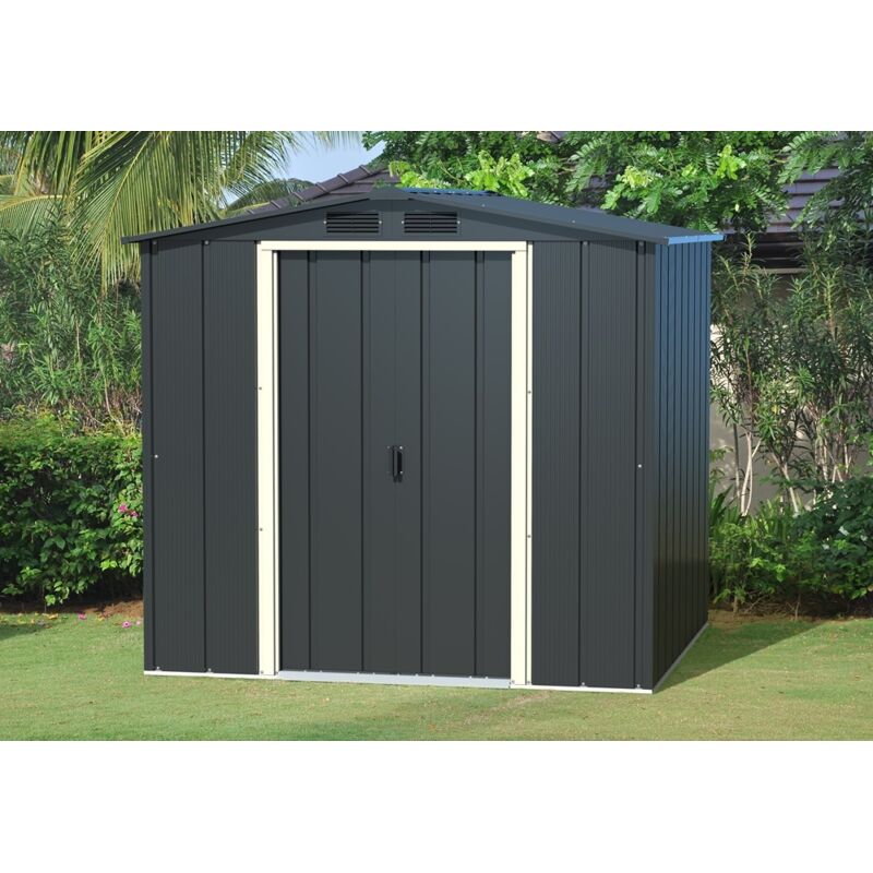 Metall-Gerätehaus Eco 1,8x1,8m Gerätehaus aus Metall in Anthrazitgrau, Geräteschrank mit 0,31 mm Wandstärke Gartenhaus - Duramax