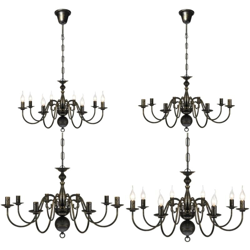 Metall-Kronleuchter Schwarz Antik 8 x E14 Glühbirnen - Deckenleuchte - Kronleuchter - Home & Living - Schwarz