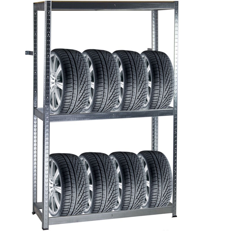 Metall Reifen-Regal 180x120x40 cm Steckregal Stahl Steckmontage 8 Reifen Wand