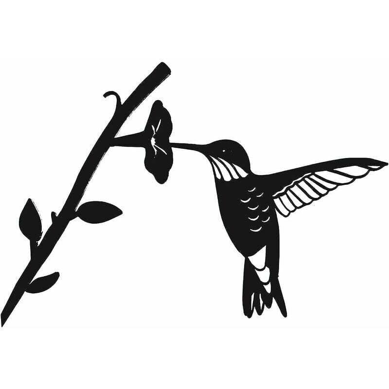 Shining House - Metall-Vogel-Silhouette – schwarze Vogel-Silhouette aus Schmiedeeisen, Vögel auf Ast, Kolibri-Wandkunst-Dekor für Haus, Garten, Hof,
