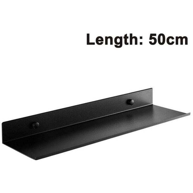 Metall-Wandregal, Duschregal, Badezimmer-Wandregal, Aluminium-Wandregal, dekoratives Wandregal für Schlafzimmer, Küche, Büro, schwarz, 50 cm