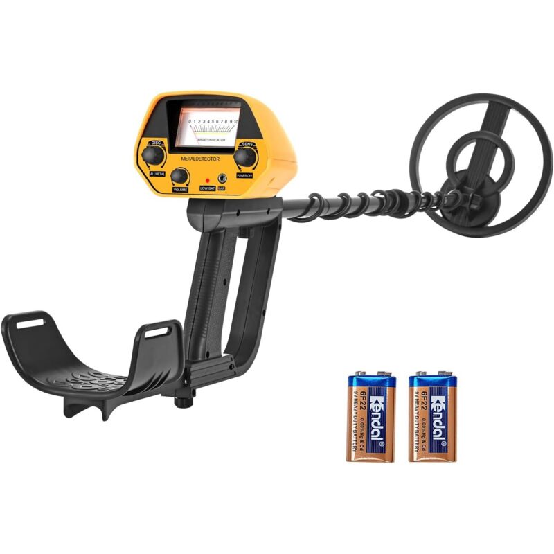 Metalldetektor für Erwachsene, Anfänger und Kinder, Metalldetektor mit 20 cm wasserdichter Suchspule, verstellbarer Länge (78-108 cm), Scheiben- und