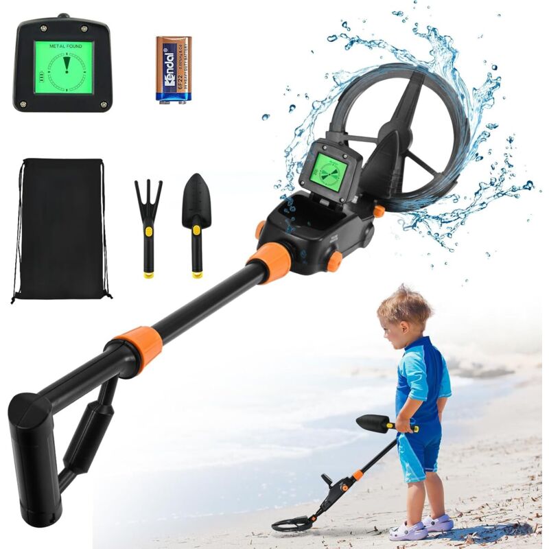 Metalldetektor für Kinder, leichter Metalldetektor mit LCD-Display und Ton, hochempfindlicher Metalldetektor mit wasserdichter Suchspule, für Kinder