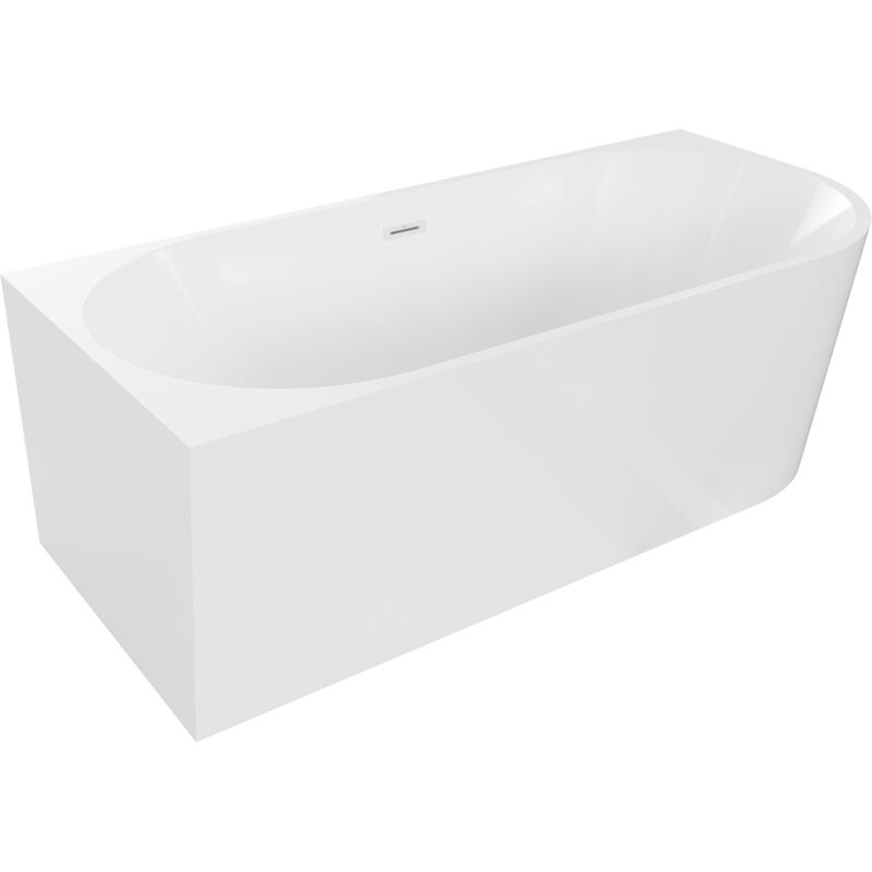 Mia freistehende linke Eckbadewanne 150 x 75 cm, weiß, Überlauf weiß - 52691507500L-20 - Mexen
