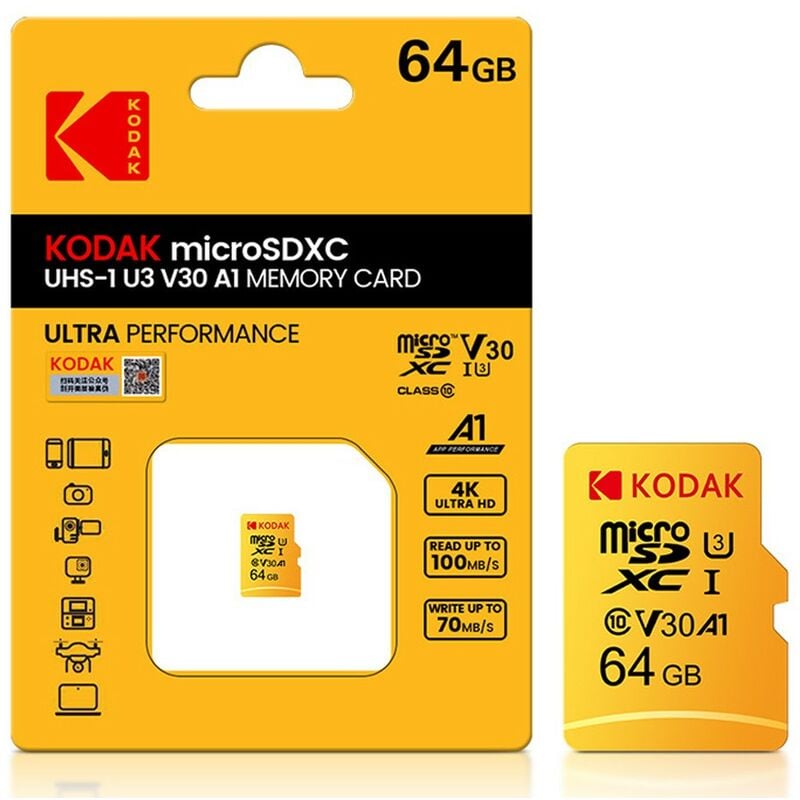 microSD 64GB- Geeignet für Überwachungskameras, Fahrrekorder, Mobiltelefone und Tablets