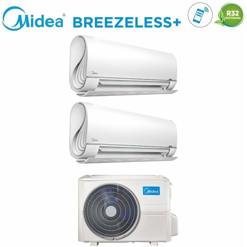 Dual Split Inverter Klimagerät BreezeleSS+ 9+12 mit M2OD-18HFN8-Q R-32 Wi-Fi Integrated 9000+12000 - Neu - Midea