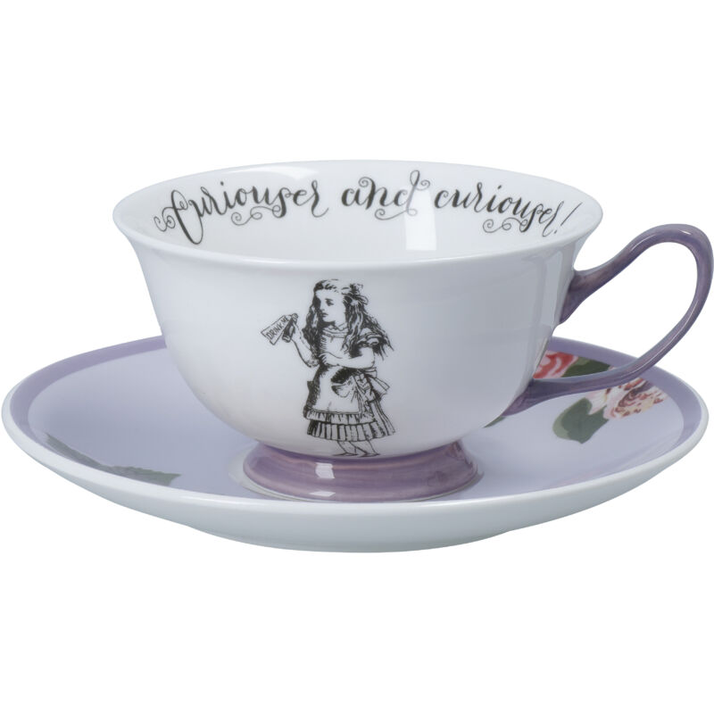 MIKASA und die V&A - Set de Tasse de Tee und Untertasse, Tasse de Tee und Untertasse de feines Porzellan, 140 ml, Alice im Wunderland Tee,