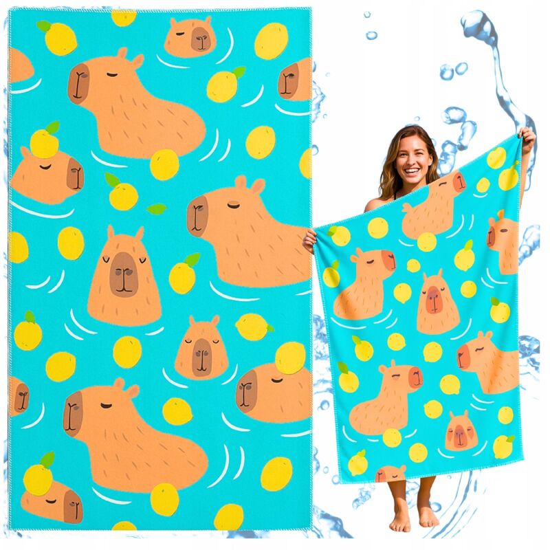 Mikrofaser-Strandtuch Capybara, schnelltrocknend, 3D, 150 x 75 cm