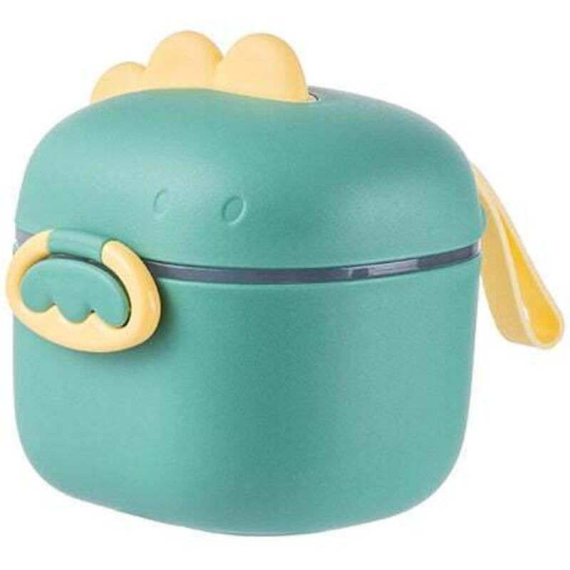 Milchpulver-Spenderbox, tragbare Milchpulverbox mit Löffelfach, luftdichtem Deckel, Behälter für Babynahrung, Dinosauriergrün, S