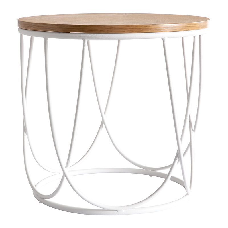 Beistelltisch Holz und Metall Weiß 42 cm LACE