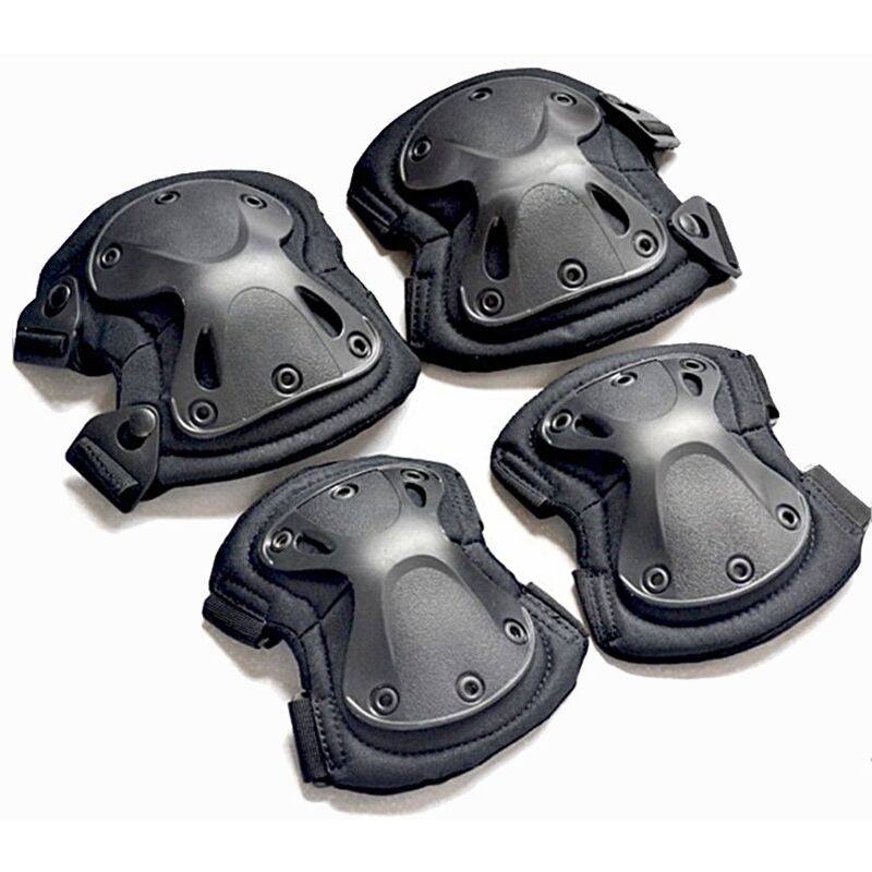 Militärische taktische Kampf-Hart-X-Knie-Ellbogenschützer, taktischer Schutz, Sport-Sicherheitshandschuhe (schwarz)