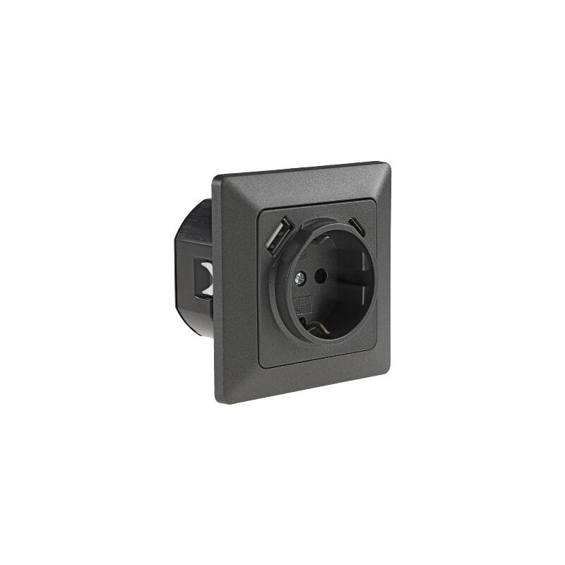 Milos Steckdose mit usb c, Unterputz 250V / 16A UP-Steckdose Anthrazit