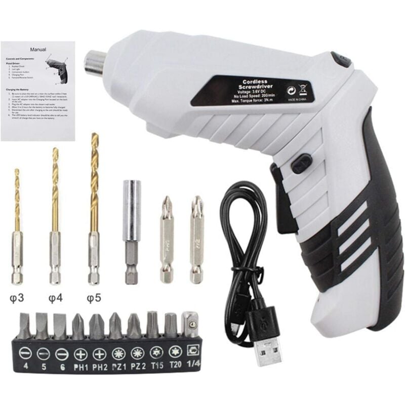Mini-Akkuschrauber, Akkuschrauber-Set mit LED-Licht, wiederaufladbarem Akku