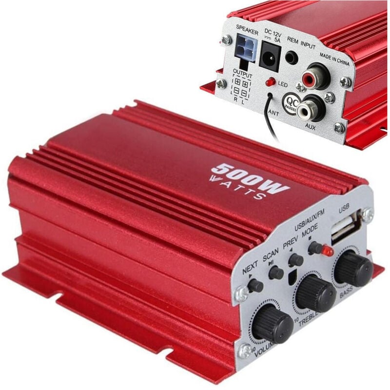 Trade Shop Traesio - Trade Shop - kinter MA-150 2-KANAL-MINI-STEREO-VERSTÄRKER für auto-motorrad 500 w usb MP3 -