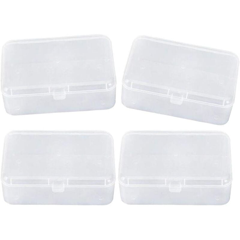 Mini-Aufbewahrungsboxen aus transparentem, rechteckigem Polypropylen mit Klappdeckel für Zubehör, Bastelbedarf, Schulbedarf, Schrauben, Bohrer,