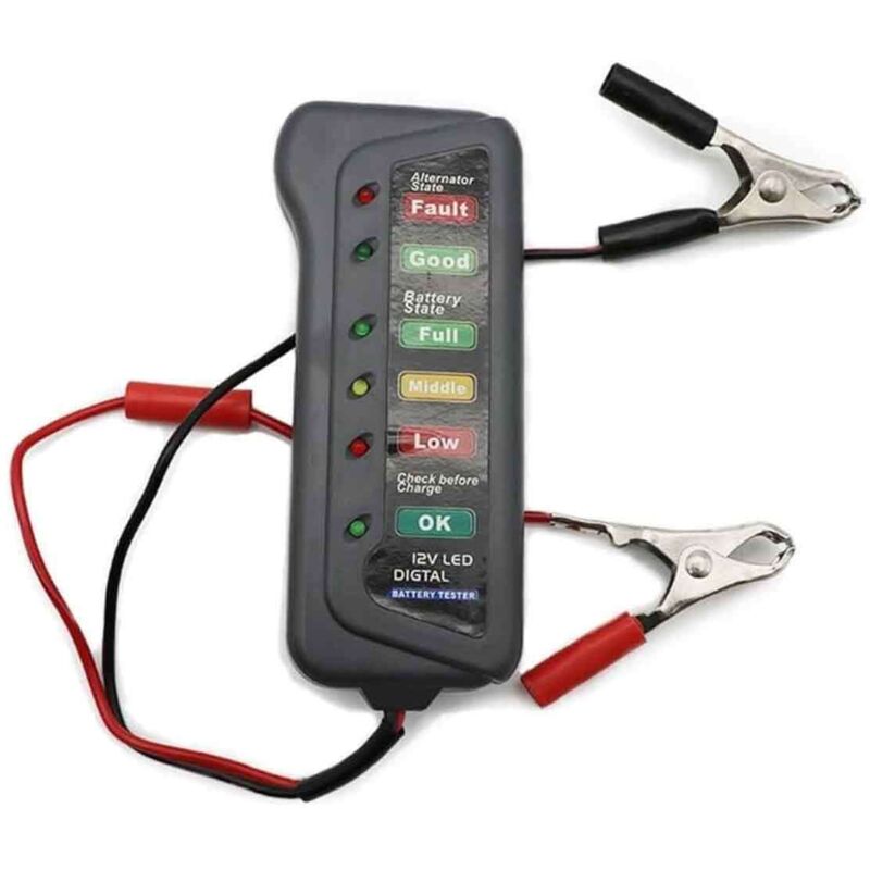 Mini-Autobatterietester 12 V, digitaler Lichtmaschinen-Tester, 6 LED-Leuchten, Auto-Diagnosegerät, automatischer Batterietester für Auto-Motor, 1