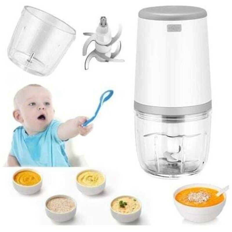 Mini-Babymixer, Mini-Küchenmaschine, 300 ml Babymixer, elektrischer Mini-Zerkleinerer, Mini-Küchenmaschine mit USB-Aufladung, elektrischer Mixer für