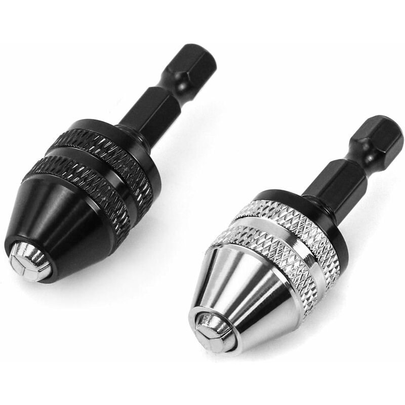 Mini-Bohrkopf, 1/4 Zoll Schnellspann-Sechskant-Bohrkopf für Akkuschrauber, Bereich 0,3–6,5 mm, 2 Stück