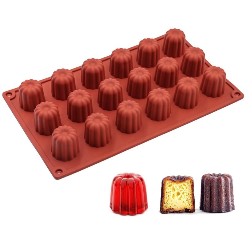 Mini-Cannelé-Form aus Silikon, 18 Mulden, Mini-Cannelé-Form aus Silikon, ø3,5 mm, Antihaft-Cannelé-Formen, Hohlräume für Schokolade, Gelee, Pudding,