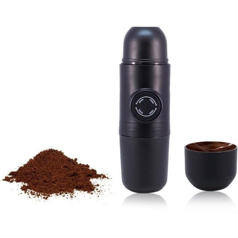 Mini-Espressomaschine – 20 x 6 cm – Tragbare, manuelle Kaffeemaschine – mit Klappgriff – Ideal für Reisen, Camping, Zuhause, Büro und