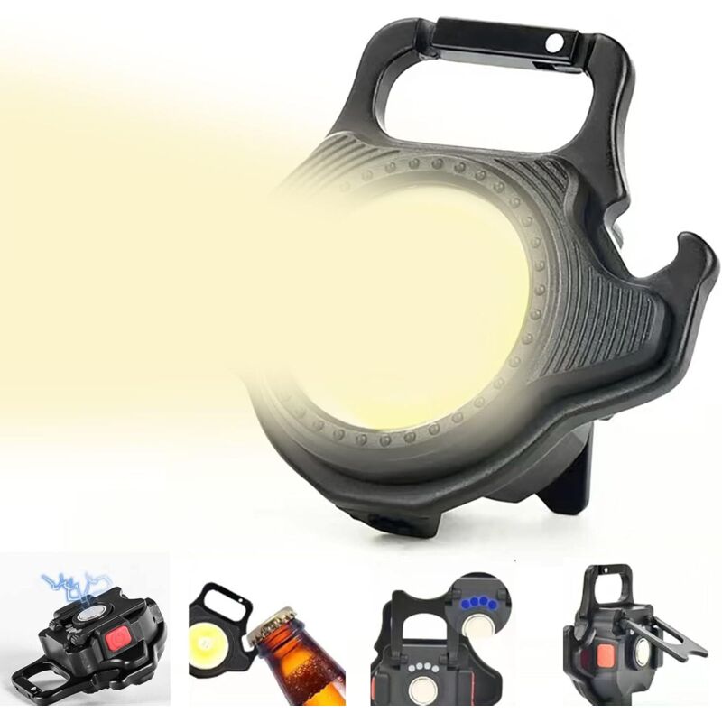 Mini-LED-Taschenlampe mit wiederaufladbarer XRR-Technologie, Flaschenöffner und Magnetfuß, 500-mAh-Akku für Reparaturen, Notfälle, Gassigehen und