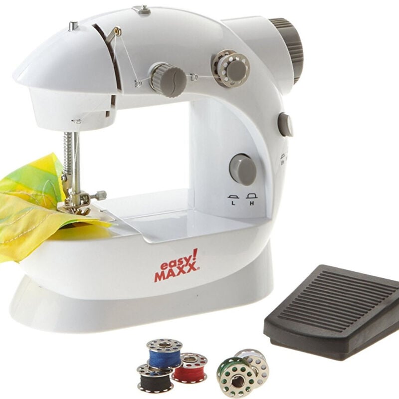 Trade Shop - MINI-NÄHMASCHINE, TRAGBARE 4-IN-1-REISE-NÄHMASCHINE MIT NADELPEDAL -