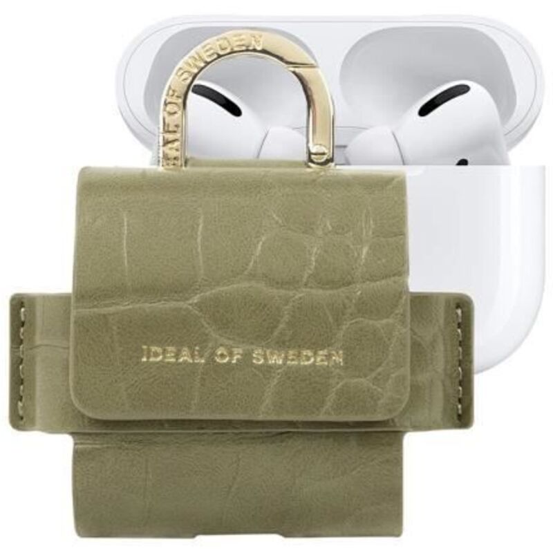 Mini Sac AirPods Pro - IDEAL OF SWEDEN - Flo - Grün - Texturiertes Krokodil - Karabiner