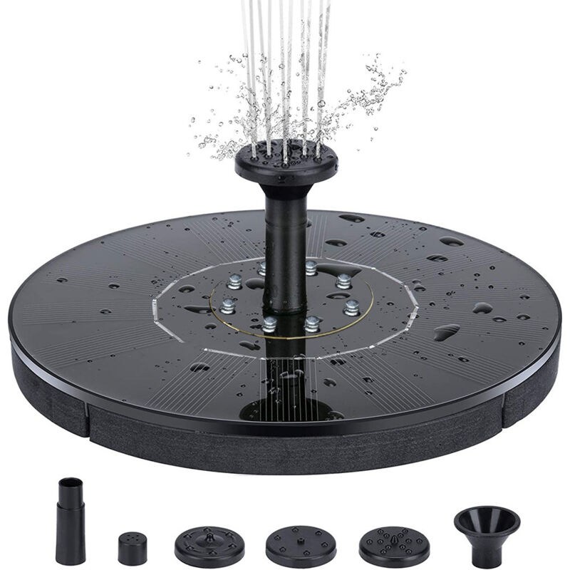 Mini-Solarbrunnen, Teichbrunnen, Wasserfall, Außenbrunnen, schwimmender Solarbrunnen, Wassergartendekoration mit Licht, 1 Stück (18 cm, farbiges