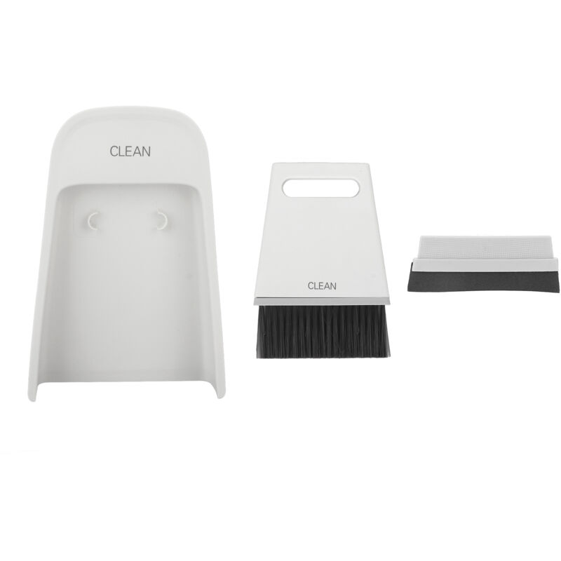 Mini-Staubbürsten-Set, tragbare, kompakte Kehrschaufel und aufsteckbarer Handbesen zur Reinigung von Arbeitsplatten, Sofas und Tastaturen (Grau-Weiß).